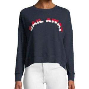 Joie Sail Away Lenexa Tie-Back Sweatshirt Cotton Navy Size Large Made in USA